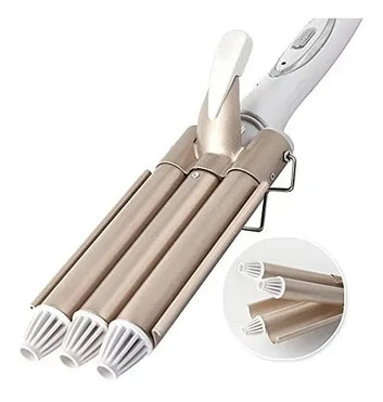 💁‍♀️ ¡Ondas perfectas en minutos con la Pinza Rizadora de 3 Tubos!