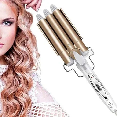 💁‍♀️ ¡Ondas perfectas en minutos con la Pinza Rizadora de 3 Tubos!
